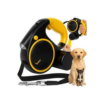 Purlov automatska rastezljiva uzica za psa s LED svjetiljkom, 10-25 kg, 5 m