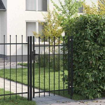 Vidaxl Jednokrilna vrata s šiljcima, čelik, 1x1,2 m, crna