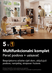 Tineco FLOOR ONE SWITCH S6 Stretch komplet, odvojeni usisavač i čistač, FlashDry sušenje, iLoop senzor, bijela