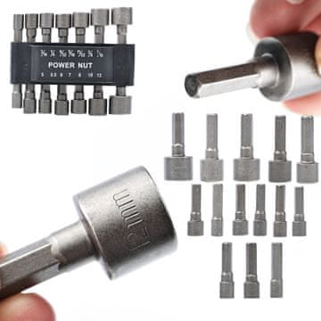 Rosfix Nasadci 5-12 MM – Set 14 Kom, Vezanje 1/4, Nehrđajući Čelik, Duljina 2,2 CM | Za Bušilicu-Šrafilicu