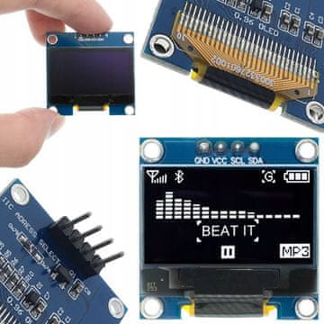 Rosfix Oled 0,96" Modul Zaslona – Bijeli Oled, 4 Pin | 128X64, I2C, 3.3–5V, 27X27 MM