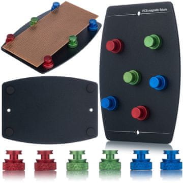 Rosfix Set Magnetni Montažni Držač Za PCB – 6 Podesivih Magneta, Otporan Na Visoke Temperature | 100×140 MM, Metal