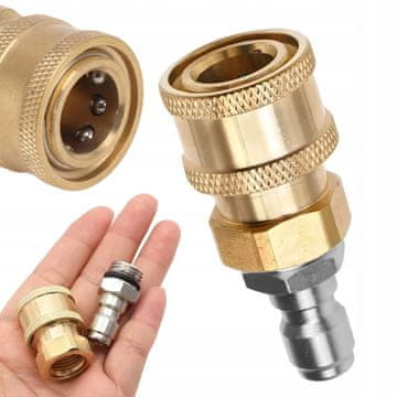 Rosfix Quickcouple QC14 Adapter – Dvostruki Spoj 1/4" | Mjed I Nehrđajući Čelik, Za Pjenaste Mlaznice I Visokotlačne Pribor