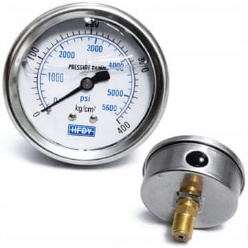 Rosfix Manometar Surge Gauge PRO 400 – Manometar Za Airless Uređaj Zamjenski Dio Za Surge Eco Wf 1800W | 5600 PSI, g 1/4" Bspp, Metalno Kućište