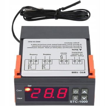 Rosfix Stc-1000 Termostat Regulator Temperature – Vodootporna Sonda 1 m | 230V, -50–110°C, 2×2300W, Ntc10K