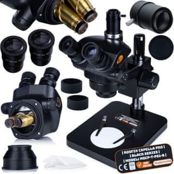 Rosfix Mikroskop Trinokularni Rosfix Capella PRO Mscp-T-Ps1-B – Zoom 7-45X | Optyka Greenough | Glava 360° | C-Mount 25 MM