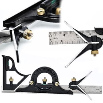 Rosfix Kutomjer Kombinirani – Mjerilo Kuta S Noniusom, Lupa, 0-180°, Ravnalo 300 MM | Metalni, Precizan