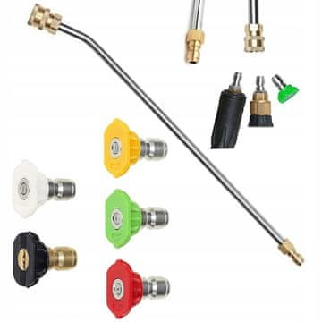 Rosfix Mlaznica Set Za Visokotlačni Čistač – 5 Komada + Cijev 1/4" 34CM | Max 250 BAR, 60°C