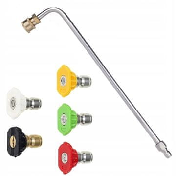 Rosfix Mlaznica Set Za Visokotlačni Čistač – 5 Mlaznica + Cijev 1/4" 34CM 90° | Max 250 BAR, 60°C