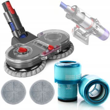 OEM Set Pribora Za Dyson V7–V15 – Mop Glava + 2X Filtar | 160 Obr/Min, Mokro/Suho Mopanje