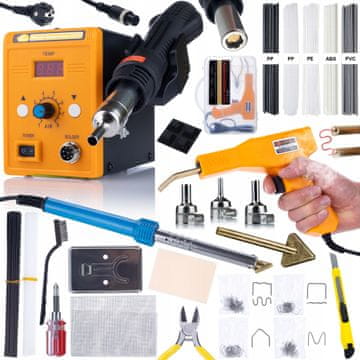 Rosfix Set Lemilica Hot-Air 858D + Lemilica Blue Lark 80W – 700W, 3 Mlaznice, 200 Spajalica | Elektronika, Spajanje Plastike