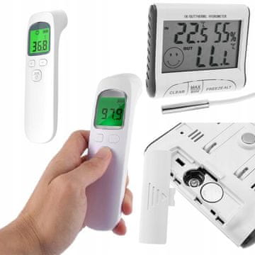 Rosfix Bezkontaktni Medicinski Termometar + Meteorološka Stanica S Higrometrom I Vanjskim Senzorom | Precizno Mjerenje Temperature I Vlažnosti