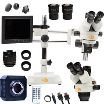 Rosfix Mikroskop Stereoskopski Jupiter PRO Msjp-T-Sdms1 – Trinokularna Glava, 8" Zaslon, 56Xled Osvjetljenje | Zoom 7X-45X, Kamera Orion PRO