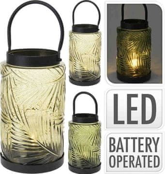 ProGarden Fenjer KO-HZ1952280green Standing lantern with LED bulb glass 26 cm green