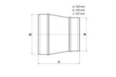 HACO Reduktor cijevi Reducer for flexible duct RK, ? 125/150 mm, metal 0639