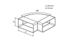 HACO Koljeno Elbow horizontal flat CKH, 2 x 220 x 55 mm 0661