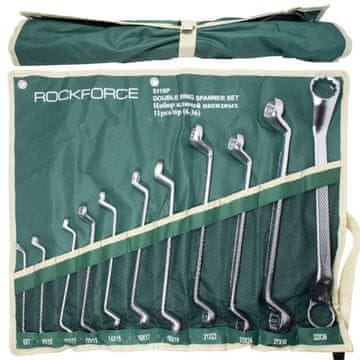 ROCKFORCE Set od 11 okastih ključeva s odmaknutim vrhom 6-36 mm CrV
