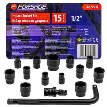 FORSAGE Set udarnih nasadnih ključeva 1/2" 10-32 mm, 6-kraki