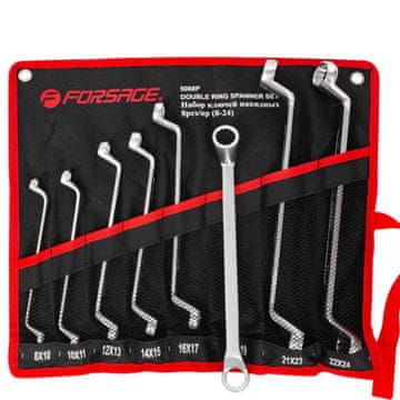 FORSAGE Set od 8 okastih ključeva s odmaknutim vrhom 8-24 mm CrV