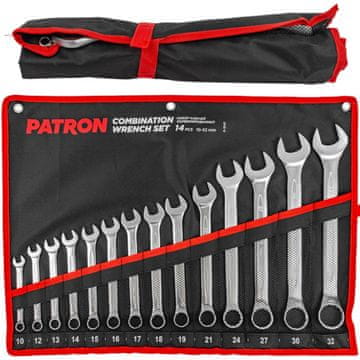 PATRON Set okasto-viljuškastih ključeva 10-32 mm, 14 komada, platneni