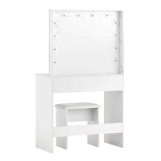 Aga Toaletni stolić s ogledalom i osvjetljenjem + tabure Mat Bijeli