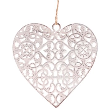 Autronic Božićni ukrasi Metal heart, hanging, white color (UM0904 WT)