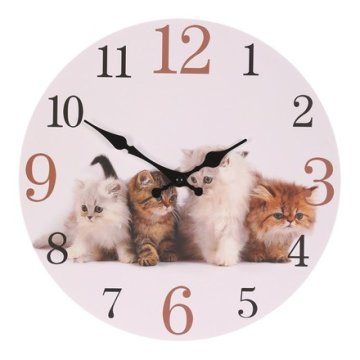 Autronic Zidni sat Wall clock - kittens, MDF, 34 cm (HA1687)
