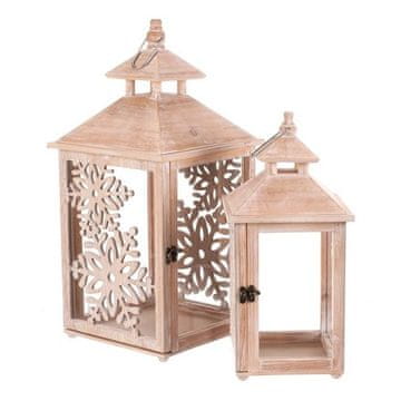 Autronic Fenjer Wooden lantern - snowflake pattern, price for a set of 2 pcs (DA218)