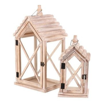 Autronic Fenjer Wooden lantern - house shape, price for a set of 2 pieces (DA221)