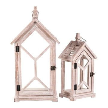Autronic Fenjer Wooden lantern - house shape, price for a set of 2 pieces (DA209 WT)