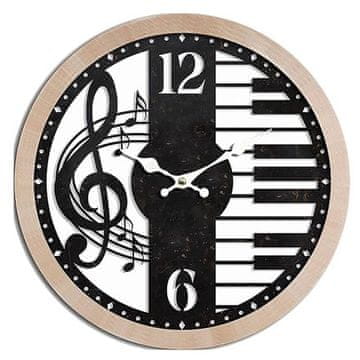 Autronic Zidni sat Wall clock - diameter 60 cm, MDF and metal, treble clef and keys (HA1667)