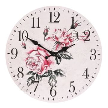Autronic Zidni sat Wall clock - diameter 34 cm, MDF, rose motif (HA1801)