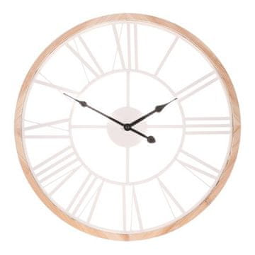 Autronic Zidni sat Wall clock - diameter 50 cm, metal and wooden frame, white Roman numerals (HW4008)