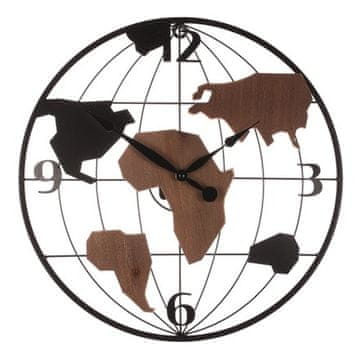 Autronic Zidni sat Wall clock - diameter 40 cm, metal and MDF, continents motif (HW4014)
