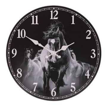 Autronic Zidni sat Wall clock - diameter 34 cm, MDF, black-white, horse motif (HA1804)