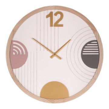 Autronic Zidni sat Wall clock - diameter 60 cm, MDF and wooden frame, colored circles (HW4003)