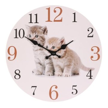 Autronic Zidni sat Wall clock - diameter 34 cm, MDF, curious kittens (HA1807)