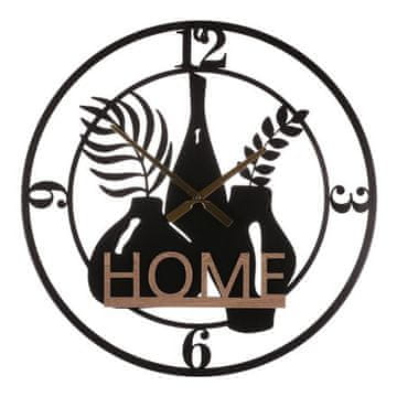 Autronic Zidni sat Wall clock - diameter 60 cm, metal and MDF, HOME inscription (HW4006)