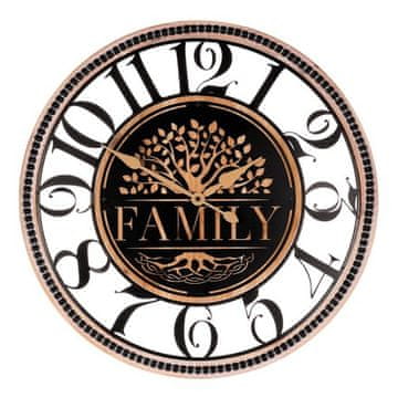 Autronic Zidni sat Wall clock - diameter 60 cm, wood and metal, tree of life Family (HW4001)