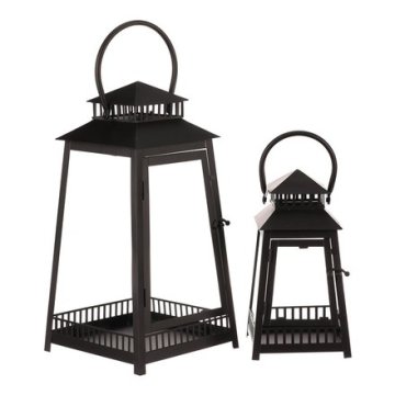 Autronic Fenjer Metal lantern - four-sided, black, price for a set of 2 pieces (LUC307)