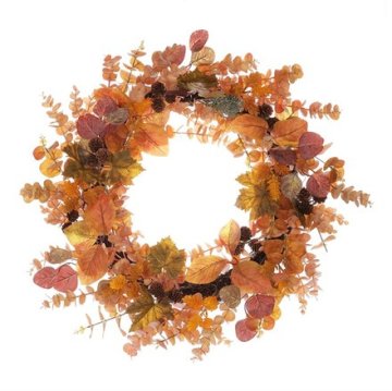 Autronic Vijenac Artificial wreath - diameter 60 cm, orange leaves and small pine cones (VED004-M)