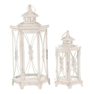 Autronic Fenjer Metal lantern - hexagonal, white, price for a set of 2 sizes (LUC304)