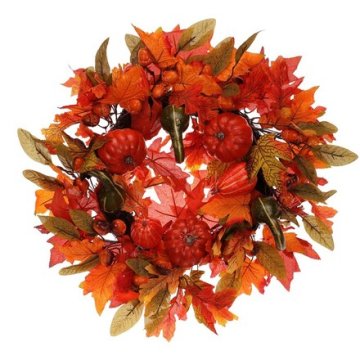 Autronic Vijenac Decorated wreath - diameter 58 cm, colorful leaves, pumpkins and fruits (PRZ4114)