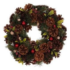 Autronic Vijenac Wreath with pine cones - diameter 35 cm, pine needles and red berries (PRZ4018)