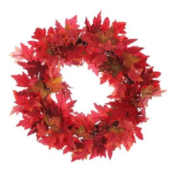 Autronic Vijenac Artificial wreath - diameter 60 cm, red leaves and berries (VED003-M)