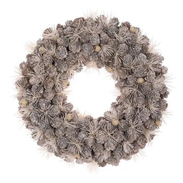 Autronic Vijenac Decorated wreath - diameter 32 cm, pine cones, needles and berries, gray (PRZ4017)
