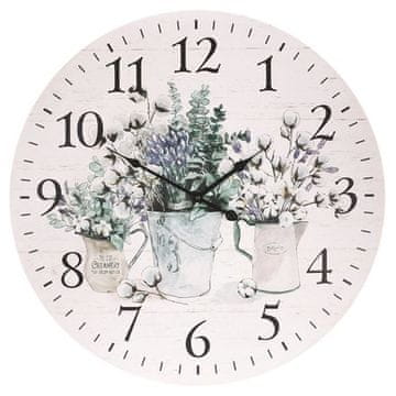 Autronic Zidni sat Wall clock - diameter 58 cm, MDF, mix of flowers and plants (HA1744)