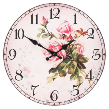 Autronic Zidni sat Wall clock - diameter 34 cm, MDF, rose motif (HA1724)