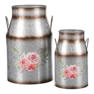 Autronic Metalna vaza Metal vase, set of 2. Design with roses. (OK6387)
