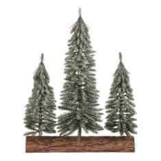 Autronic Božićni ukrasi Spruce on a log - trio, mini, 34 cm, green, frosted (VAN218)